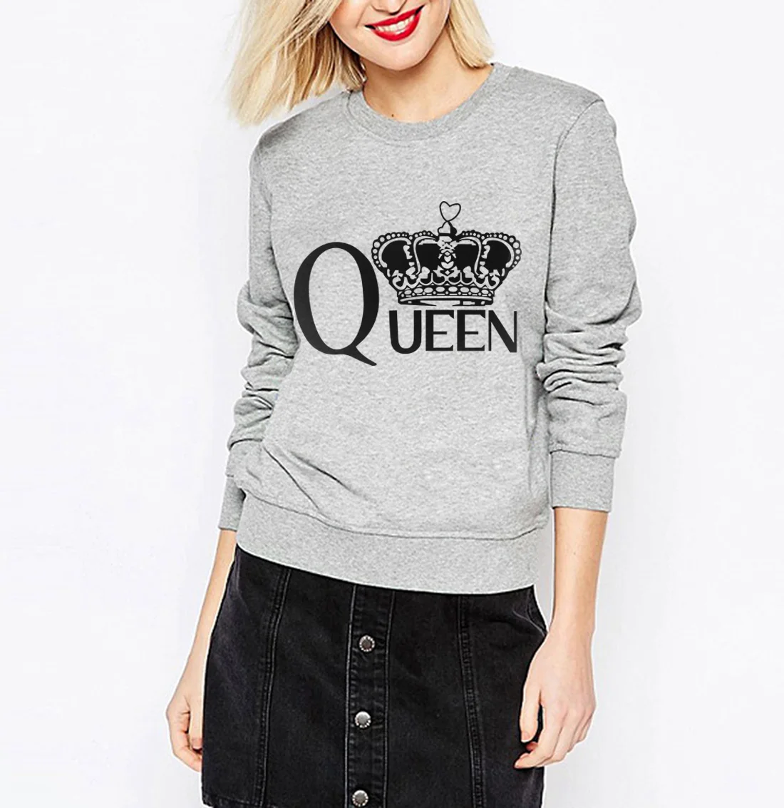 Queen Printed Hoodies Sweatshirts 2022 Women Casual Kawaii Harajuku New Sweat Punk For Girls Clothing European Tops Korean