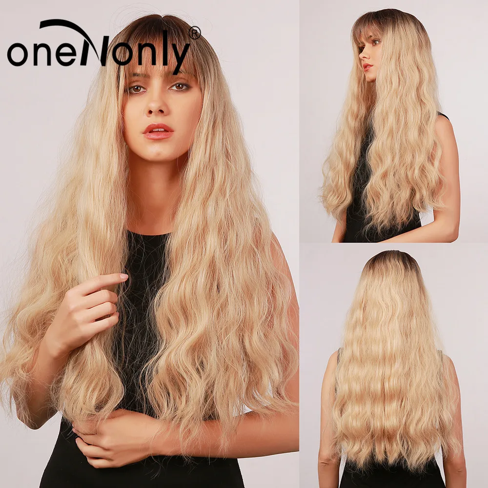 

Женский синтетический парик oneNonly с длинными Омбре, жаропрочный, с коричневыми светлыми синтетическими волосами, для косплея, повседневный