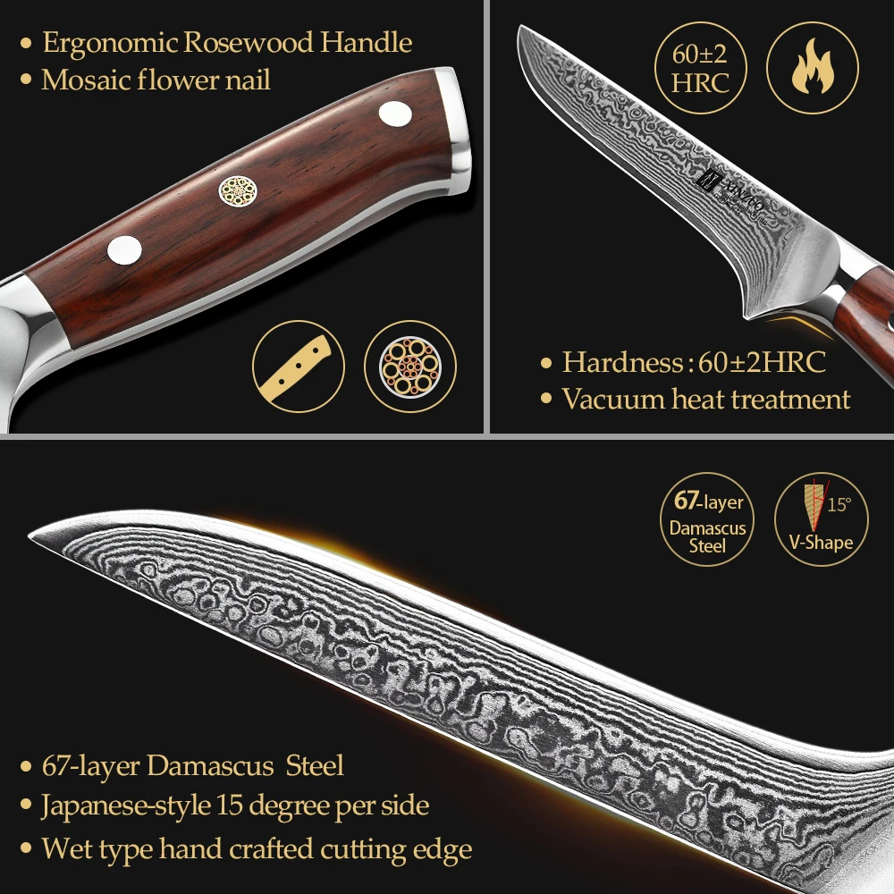 XINZUO 6 &quotдюймов нож обвалочный рыбы Ножи 67 слоев из дамасской стали Сталь Razor Sharp