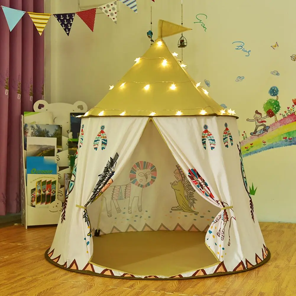 

Kid Tent House Portable Princess Castle 123*116cm Present Hang Flag Children Teepee Tent Play Tent Birthday Christmas Gift
