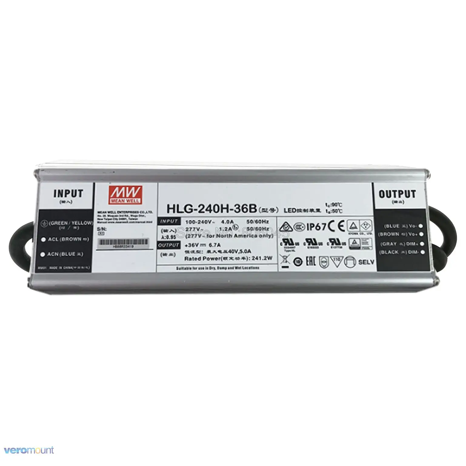 Источник питания с регулируемой яркостью Meanwell светодиодный драйвер вход