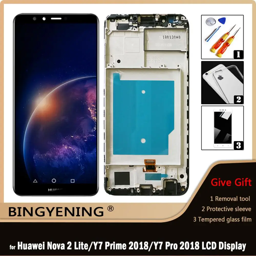 Original For Huawei Y7 Prime 2018 LCD Display Screen Touch Digitizer Assembly Pro 2018/Nova 2 Lite With Frame | Мобильные телефоны