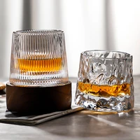new fashion 160ml lead free glass machine made whiskey glass with wooden pallet for family bar party 5 4oz