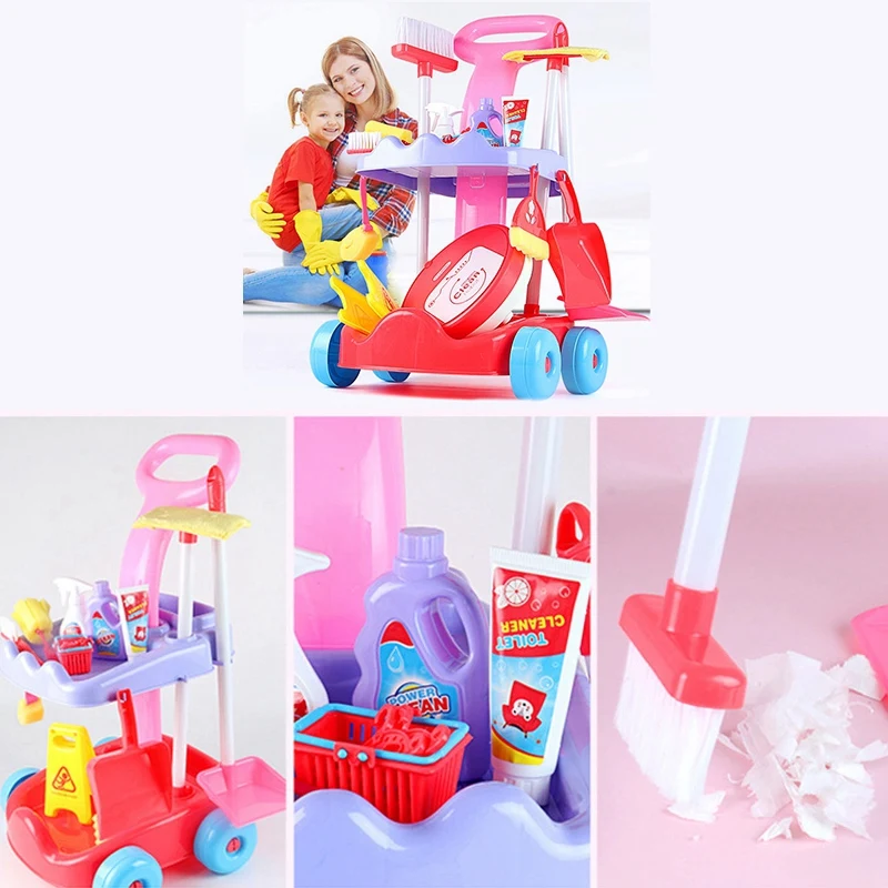 Kids Cleaning Trolley Toy Set Simulation House Tool Playset Pretend Role Play with Clean Robot | Игрушки и хобби