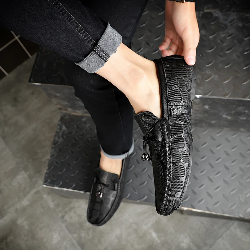 

men Boat Shoes Flats Men Comfortable Casual slip on Cow Genuine Leather Boat Shoes Loafers Breathable High Quality shoes a4