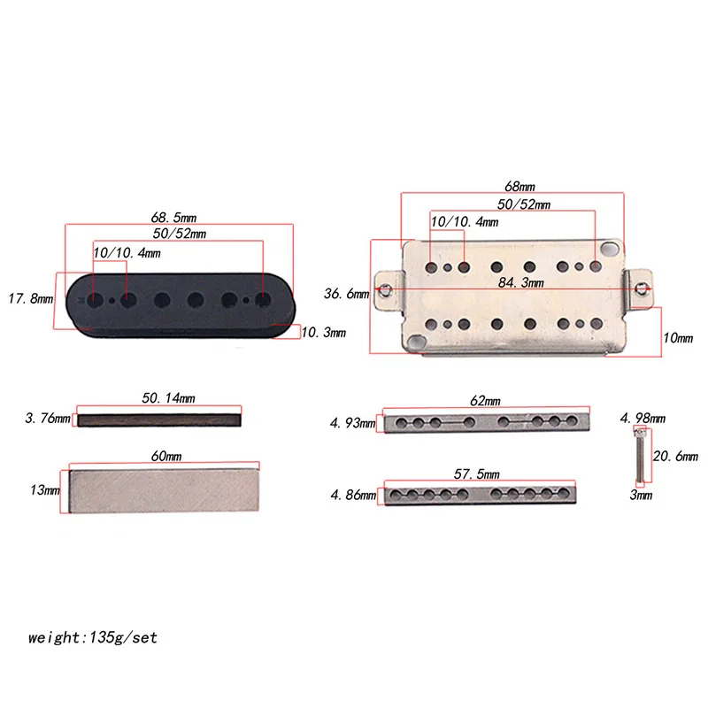 

Guitar Pickup Humbucker Accessories Kit Producing Parts Baseplate Spacer Bobbin Bar Magnet SAL99