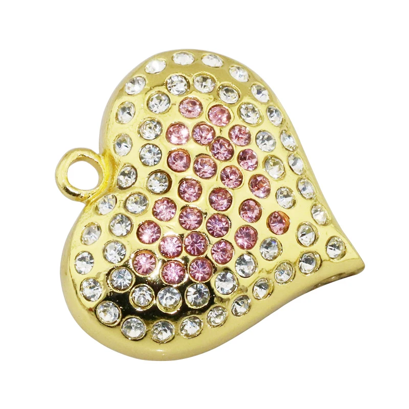 USB флеш накопитель с кристаллами ожерелье золото бриллиант сердце накопители 8 ГБ