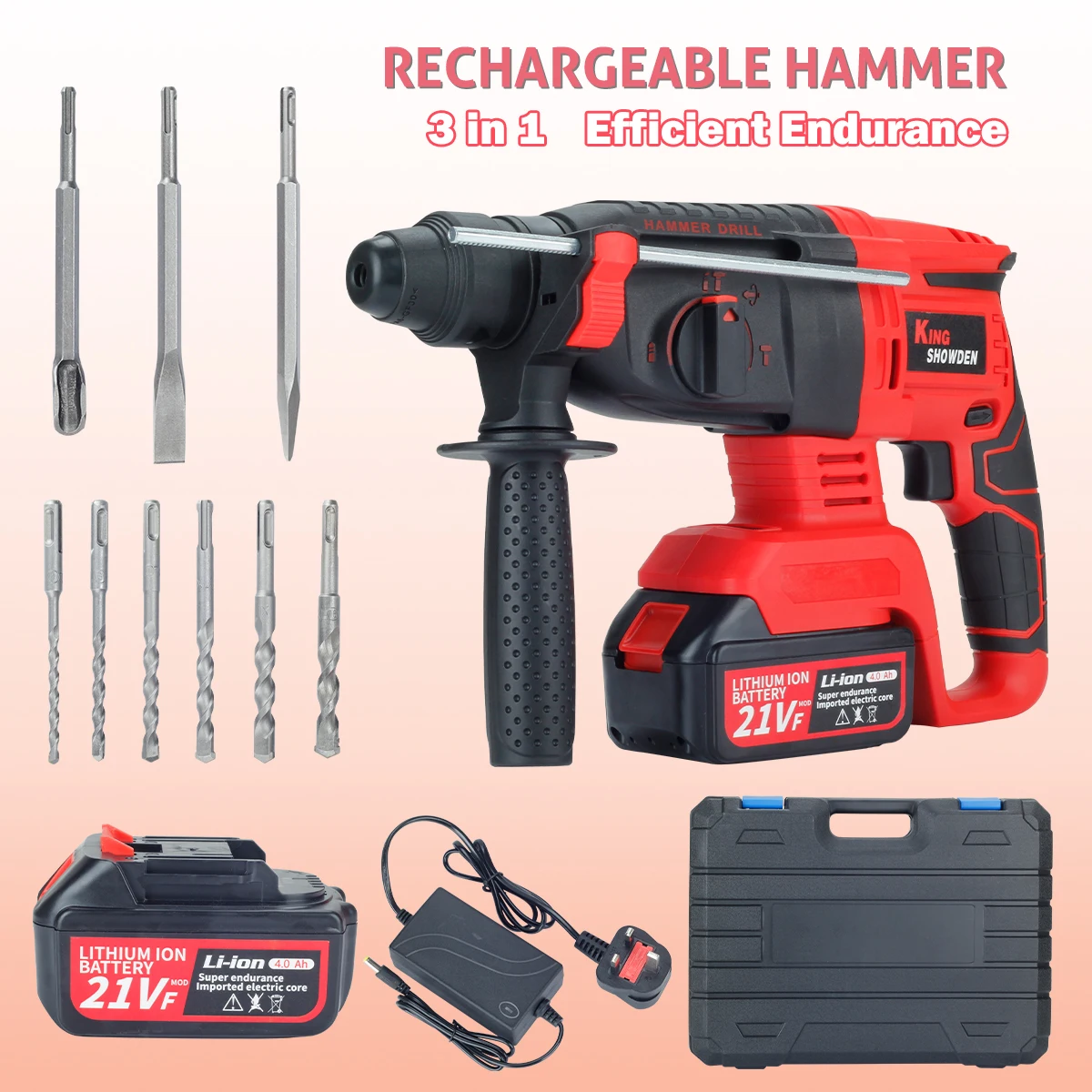 

3 in 1 Brushless Hammer Drill Cordless Electric Hammer Electric Impact Drill Screwdriver Kits With 2 21V Rechargeable Battery