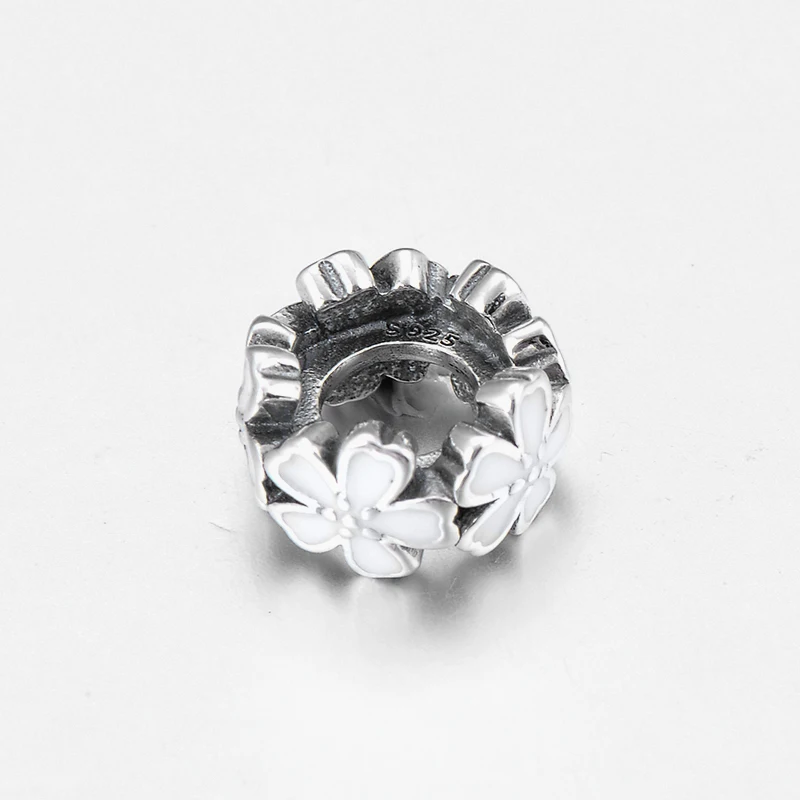 Бусины-разделители из серебра 926 пробы с белой эмалью | Украшения и аксессуары