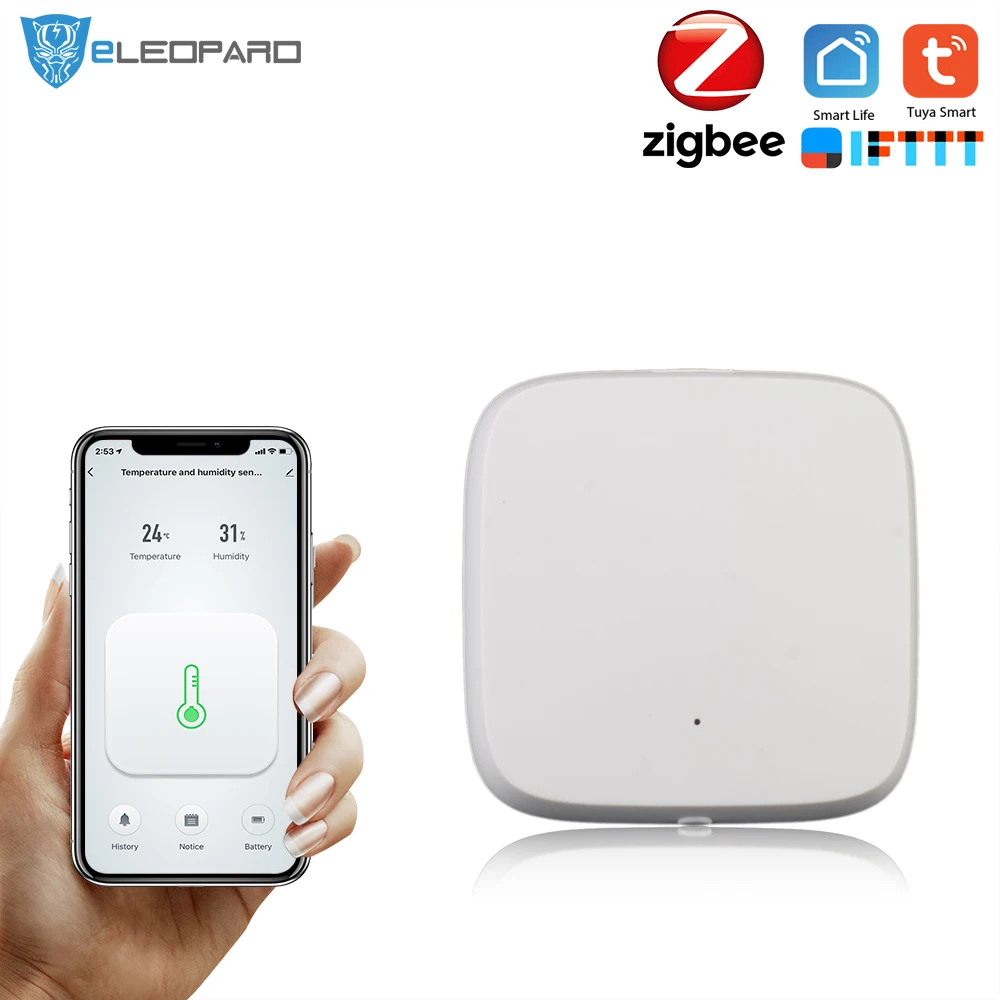 ELEOPARD Tuya Zigbee Temperature Humidity Sensor High Accuracy T&ampH Work with Gateway Hub | Безопасность и защита