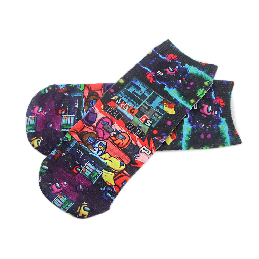 SP775 1 Pair Game Astronaut Cartoon Short Socks Fashion Ankle Casual Colorful Skateboard Happy Socks Friends Cosplay Gift