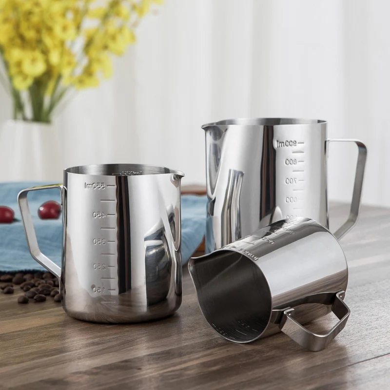 

350/550/900ml Stainless Steel Pull Flower Cup with Graduated Measuring Milk Frothing Jug Espresso Coffee Latte Milk Frothing Pot