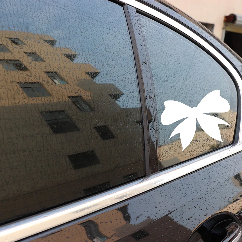 

YJZT 15.6X11.7CM Bow Cute Scratch Occlusion Vinyl Car Stickers Window Decoration Decal C25-0555