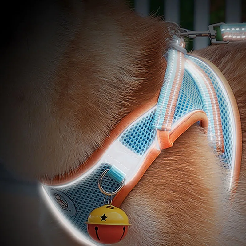 Adjustable Nylon Breathable Pet Dog Reflective Harness Vest With Lead Leash Set For Outdoor Walking Chest Strap Kitten | Дом и сад