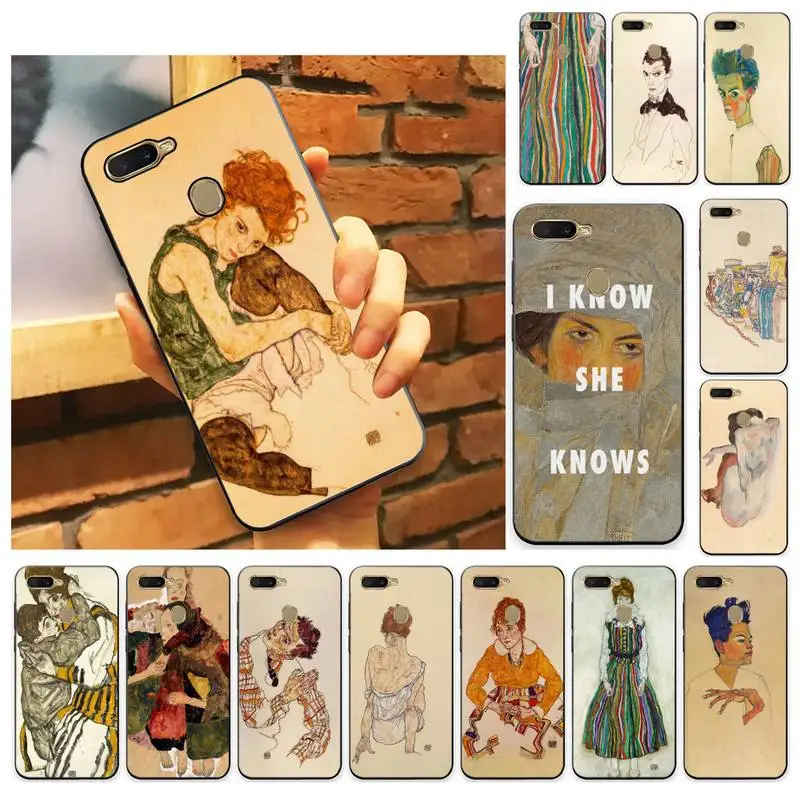 

Egon Schiele Phone Case Case For Oppo A9 Realme C3 6Pro Cover For vivo Y91C Y17 Y19 Protective Back Cover