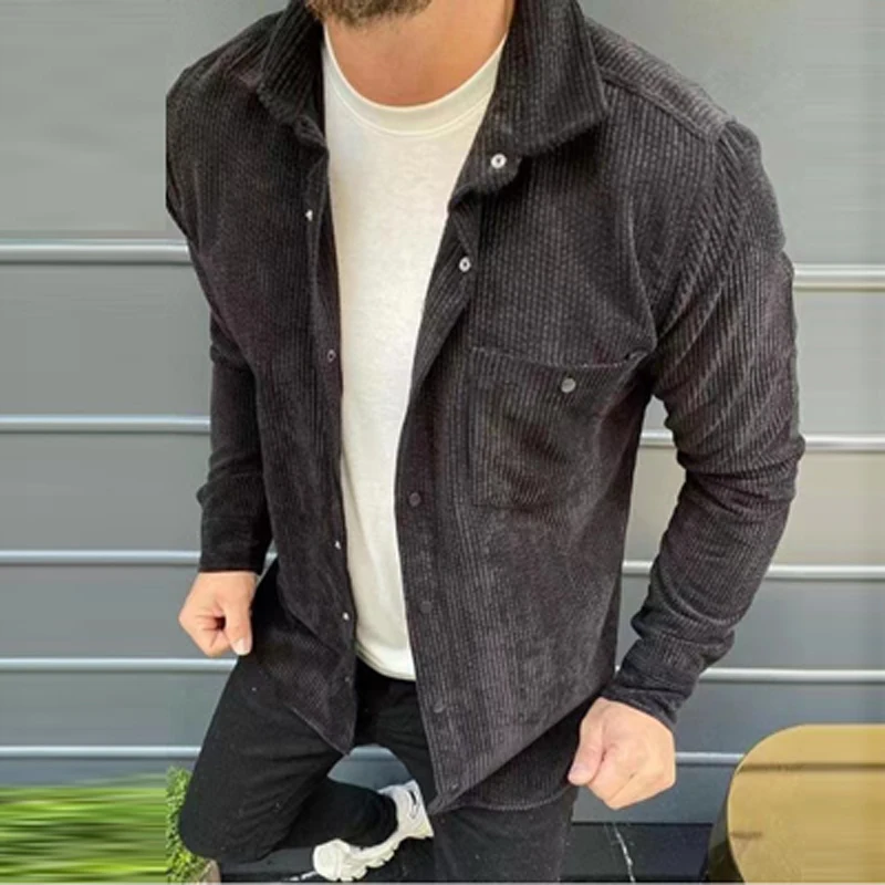 Мужская повседневная однотонная Вельветовая куртка Новинка Весна 2022