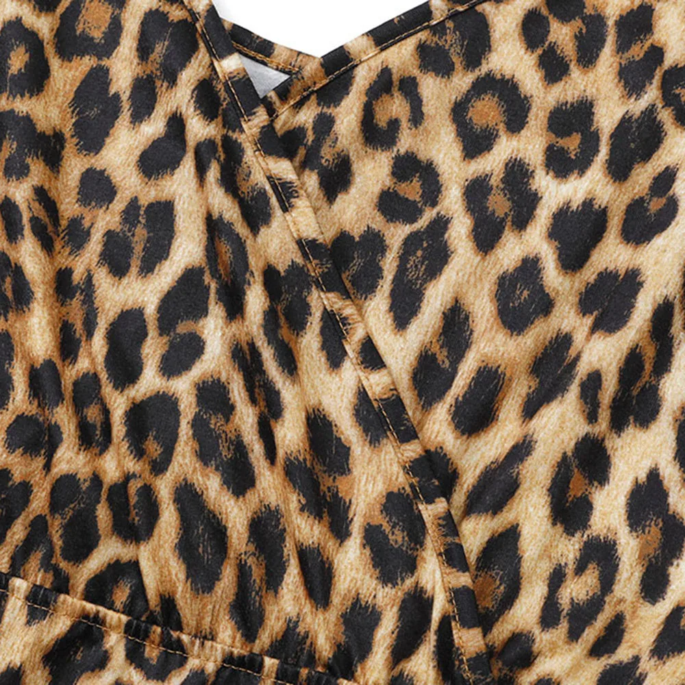 

Summer Dress Western Style 2021 Fashion Sexy Loose Casual Simple Designer Printing Leopard Pocket V-neck Best Sellers