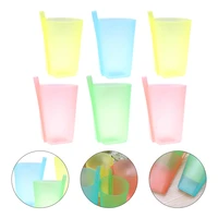 6pcs children sippy cups with built in straw creative baby water drinking mug