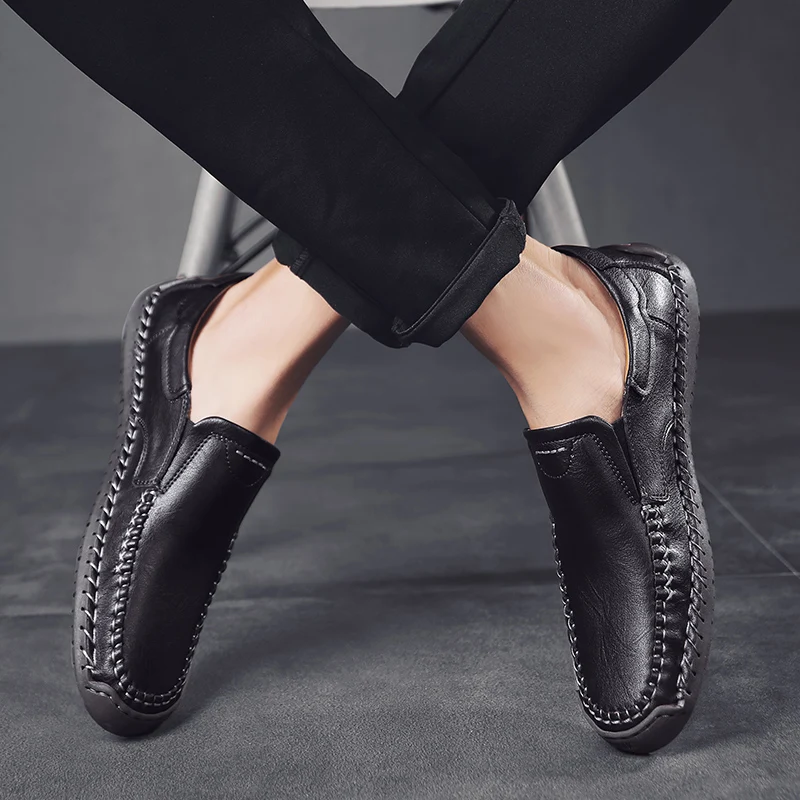 

Men's Loafers Handmade Genuine Leather Men's Personality Casual Shoes Autumn Comfortable Mens Classic Comfortable flats