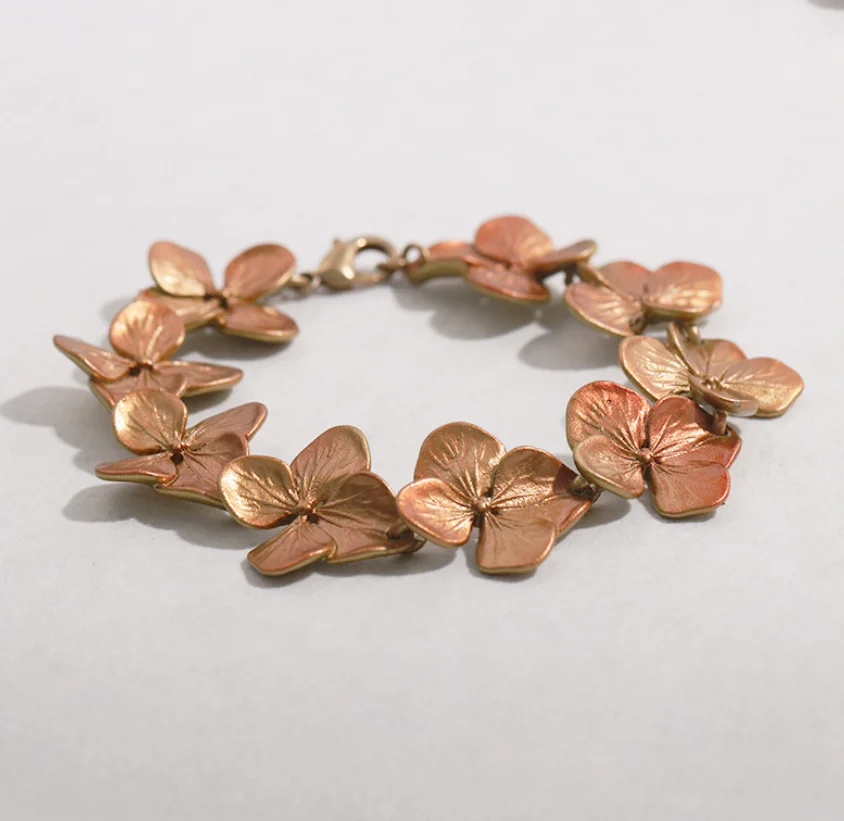 CSxjd новая Подлинная версия металлический Бронзовый маленький браслет гортензии