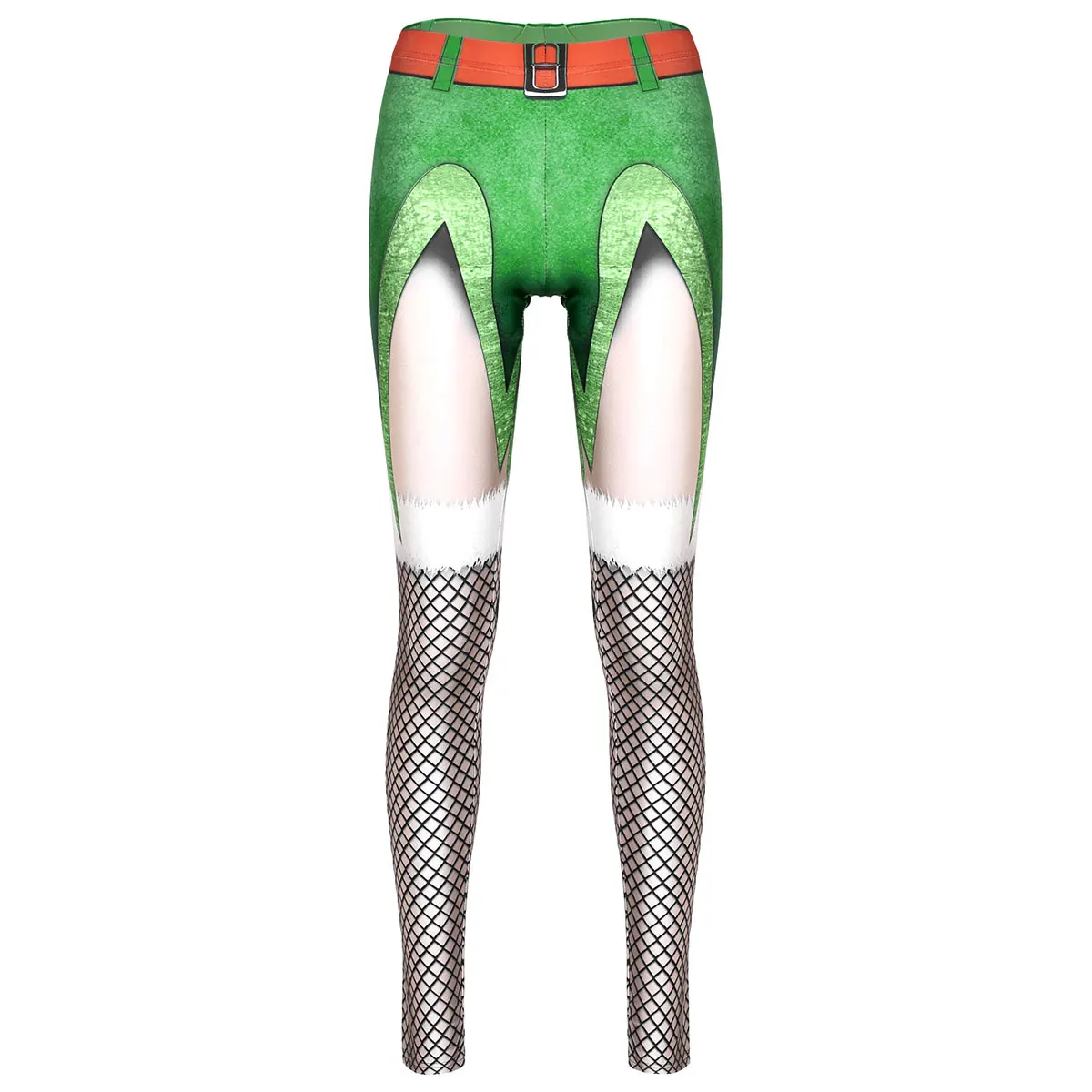 Christmas Elf Leggings Women Xmas Holiday Cosplay Party Rave Costume Leggin Outfit Pants 3D Printed Fitness Clothing | Тематическая
