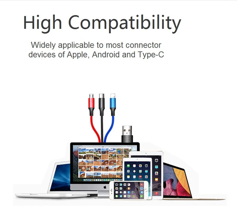 NOHON 3 в 1 USB кабель для iPhone XS Max XR Lightning Кабель для мобильного телефона Micro usb type C зарядный кабель для Xiaomi зарядное устройство Шнур