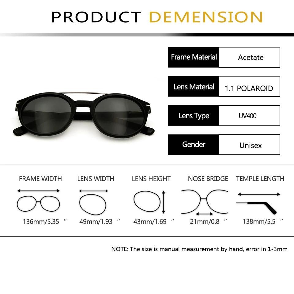 

Original Acetate Sunglasses Women Vintage Round Polarized Sun Glasses For Men Brand Design Retro Shades UV400 lunette de soleil