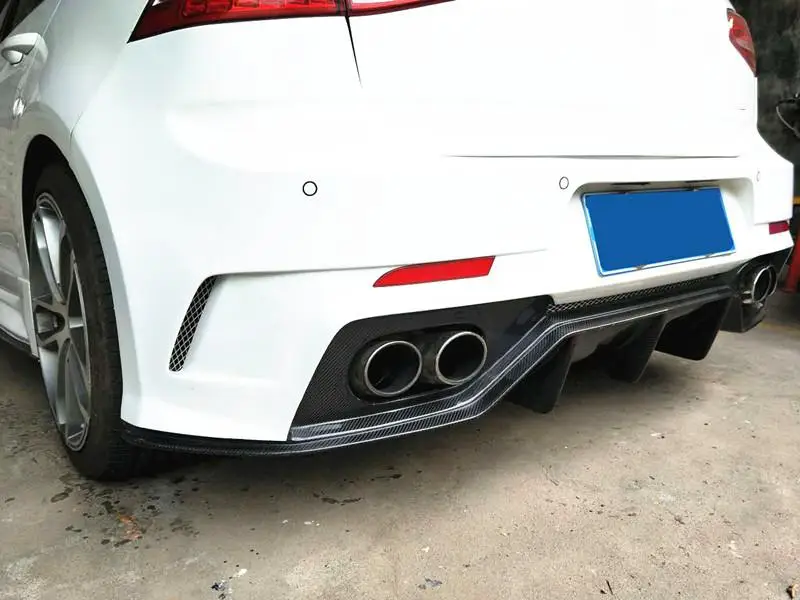 Углеродное волокно задний бампер Выпускной диффузор спойлер для Volkswagen VW Golf 7 2014