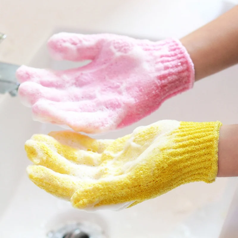 

1 шт банные перчатки с пятью пальцами банное полотенце в виде перчатки для ванны и душа яркие цвета для мытья тела спа ванна скруббер Чистая ...