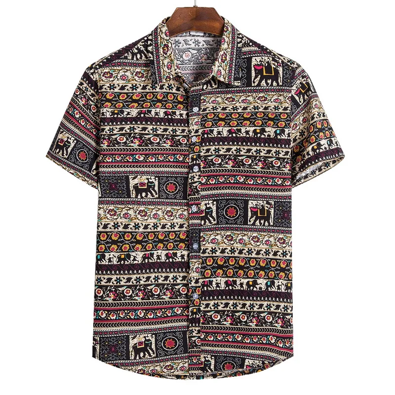 CYSINCOS 2020 Мужские рубашки с коротким рукавом Печатный Повседневный Блуза