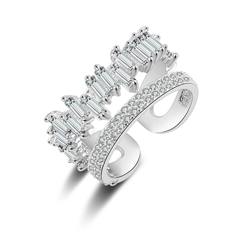 ZAKOL милый дизайн женские кольца белого золота Регулируемый Палец anneaux Кристалл