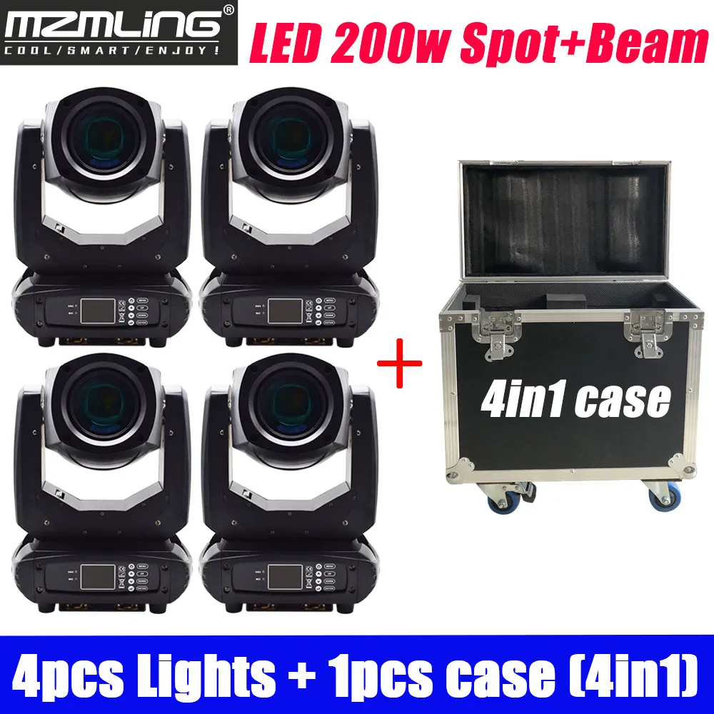 4 шт светильник s + 1 шт. F чехол Led 200w 2in1 RGBW Луч/Точечный DMX512 Moving головной PAR Light