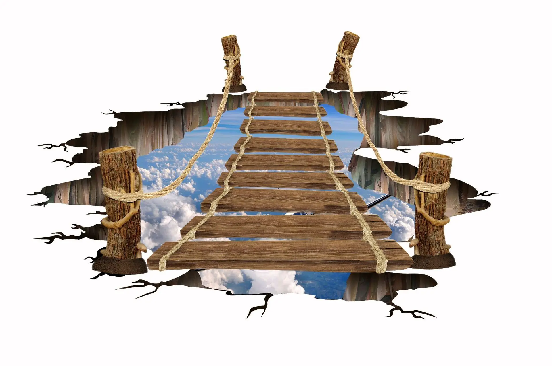 

3D bridge floor Decal living room shopping mall Plaza amusement park removable decorative painting wall sticker