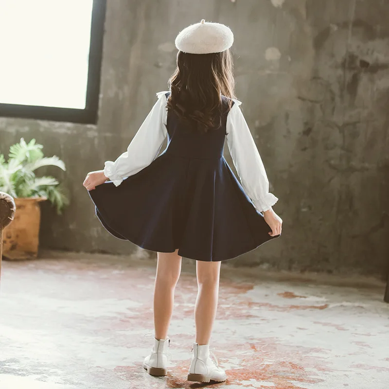 Bear Leader School New Girls Clothing Dress Baby Casual Kids Patchwork Fall Clothes Children Long Sleeve Blue White | Детская одежда и