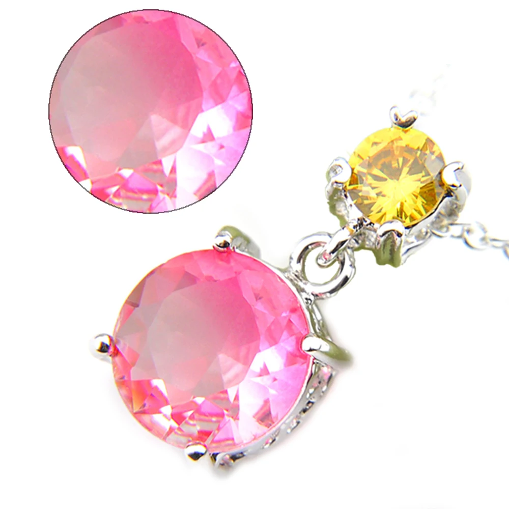 Капля Ручной Работы Радуга круглый Би Цвет Турмалин серебряное ожерелье кулон