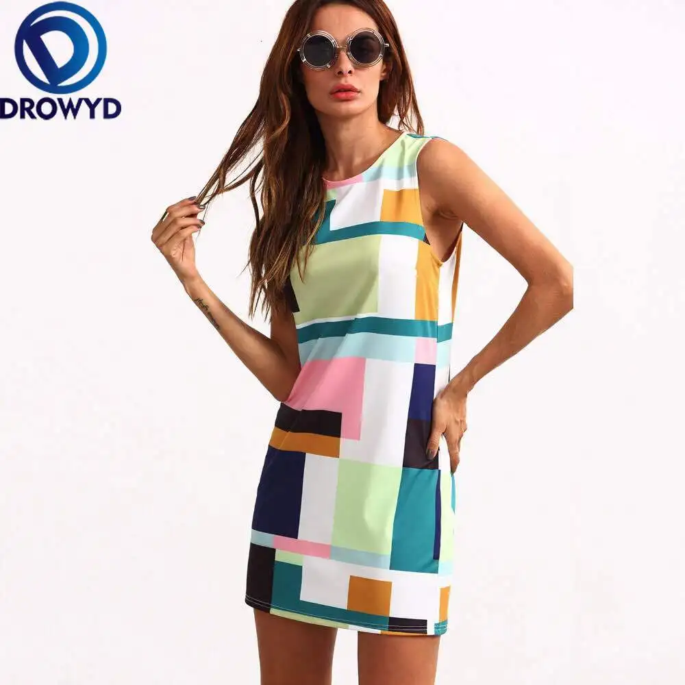 

Sexy Print Dress Women 2020 Summer Fashion Empire Sleeveless O-neck Sheath Boho Casual Slim Tank Beautiful Party Dresses Vestido