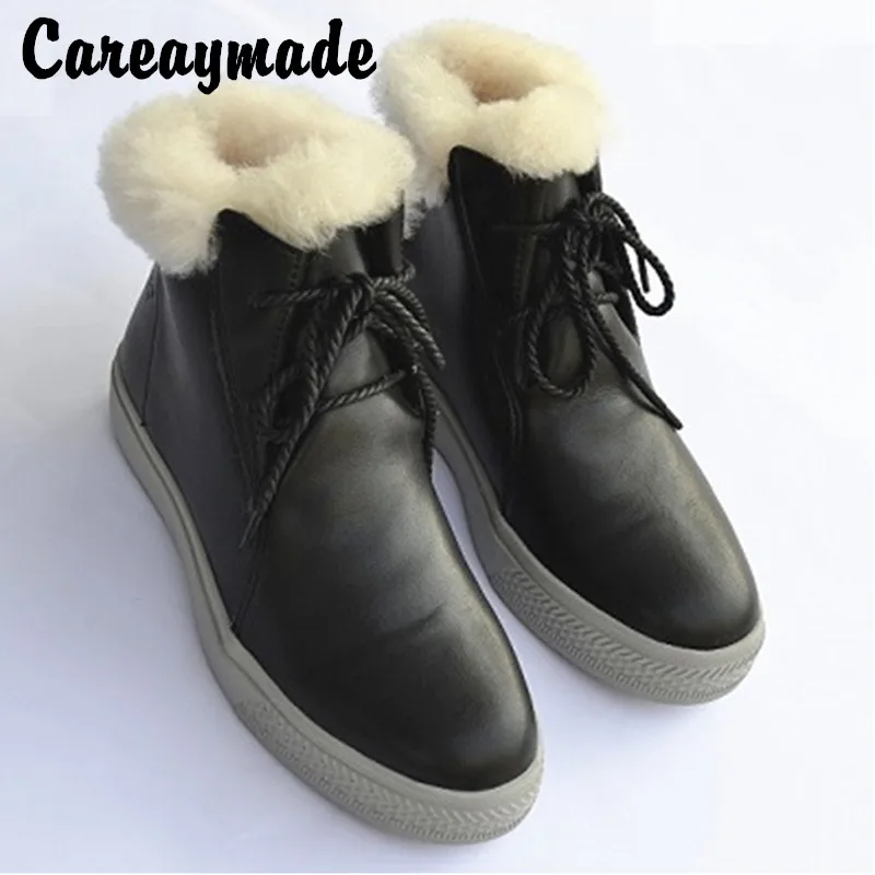 Теплые зимние ботинки Careaymade на плоской подошве со встроенной подкладкой из