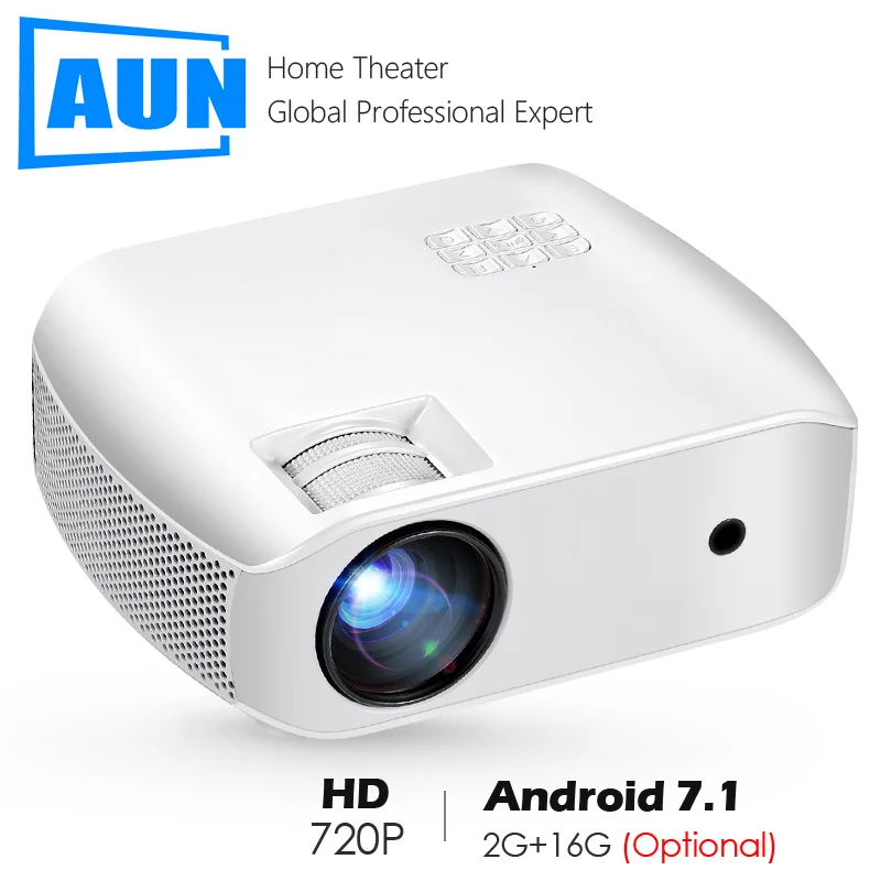 AUN Мини проектор F10/UP 1280*720P Android 7 1 (2G + 16G) WIFI светодиодный для HD 1080P 3D домашнего