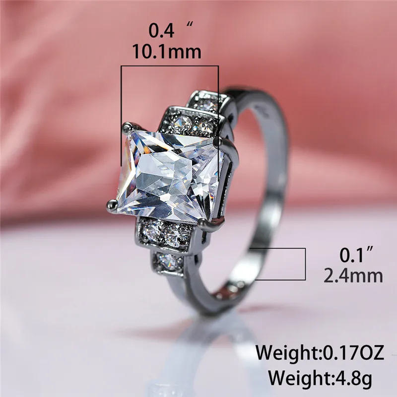 Роскошное женское кольцо из белого циркония винтажное обручальное черного