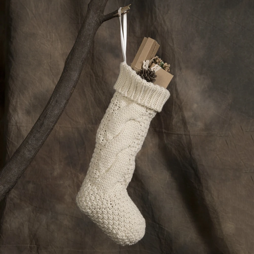Вязаные рождественские чулки 37 см Рождественский Подарочный пакет для обуви