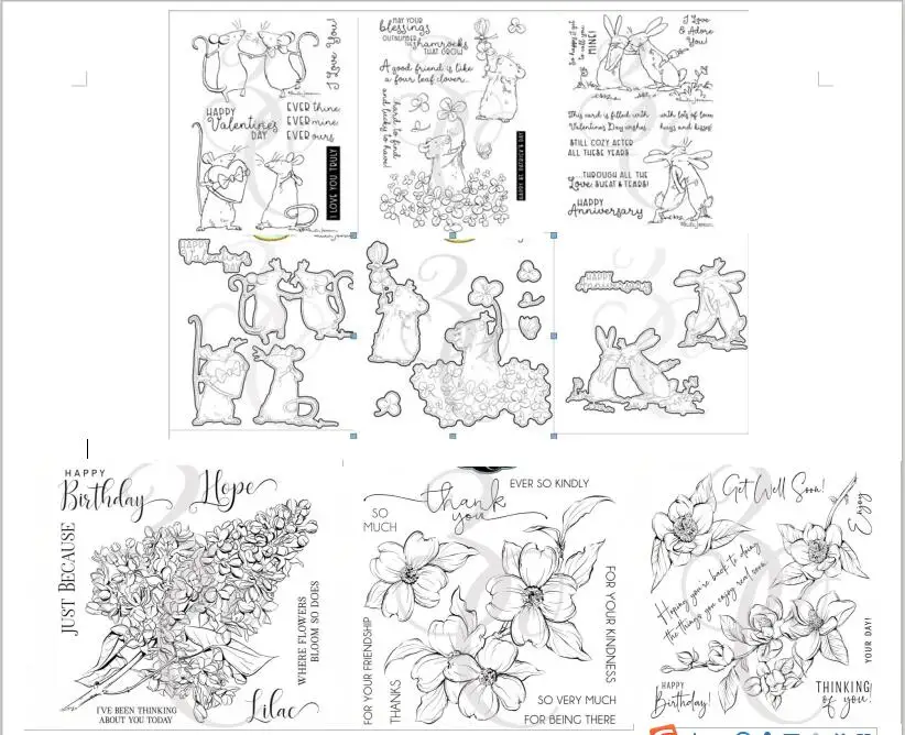 Мышь и кролик прозрачные штампы для «сделай сам» Скрапбукинг/изготовление карт забавные декоративные принадлежности A0200