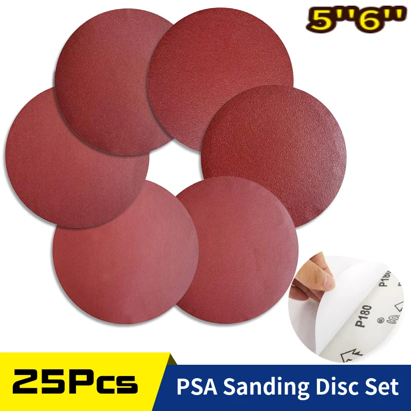 25 Pcs 5'ɶ'' PSA Sanding Discs Aluminium Oxide Self Adhesive Back Assorted Sandpaper 80 120 240 600 1000 Grits 5 Inch 6 |