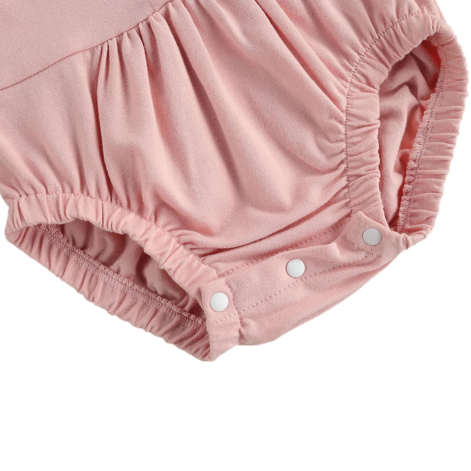 

0-18M Summer Baby Girls Clothes One Piece Rompers Solid Lace Fly Sleeve Button Jumpsuits