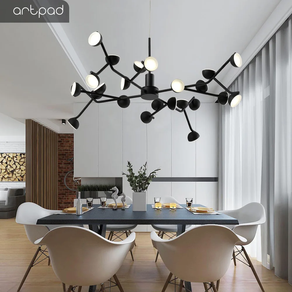

Artpad Bright Led Light Chandelier 72w 96w Acrylic Tree Branch Light Black White Chandelier for Dining room Bedroom Living room
