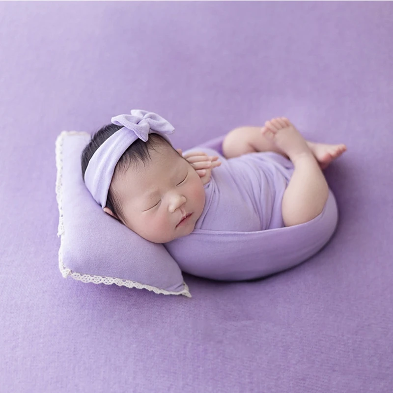 

Новорожденный ребенок Подставки для фотографий, повязка с бантом на голову, завязанный шляпу Пеленальное Одеяло Обёрточная бумага на диван...