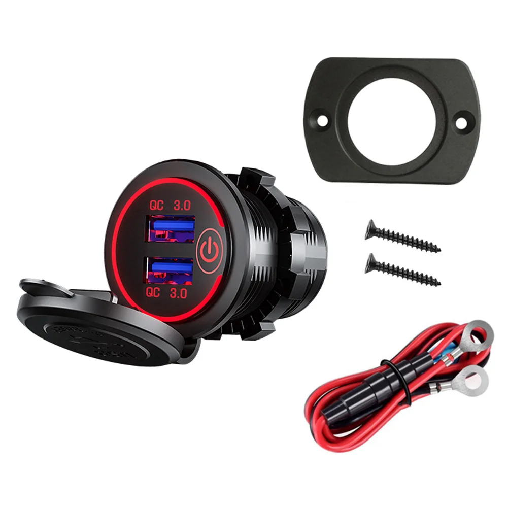 

Car USB Charger Charger Motorcycle Dual Auto USB Charger Socket with Wires LED Display for Boat ATV Electronics Accessories