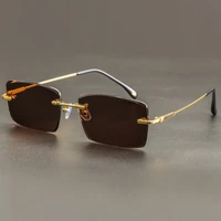 rimless glass rectangle sunglasses man woman natural crystal stone sun glasses vintage anti eye dry uv400 top quality