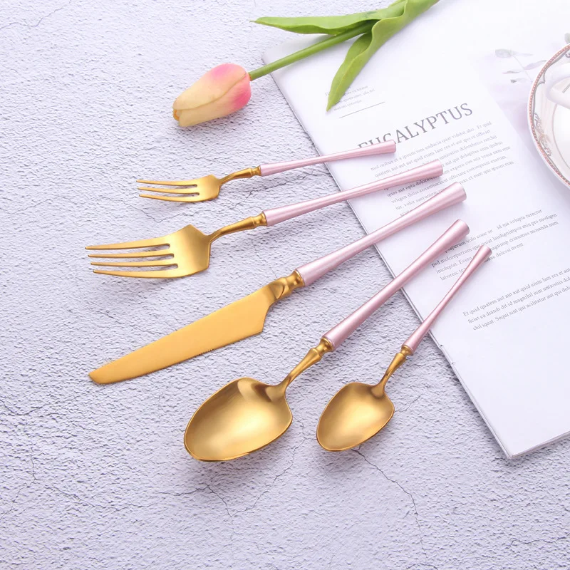 

Golden Cutlery 20 Piece Set Knives Forks Spoons Kitchen Tableware Spoon Set Golden Stainless Steel Restaurant Dinnerware