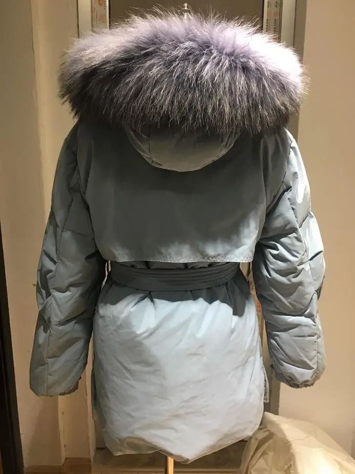 S-XL, плюс размер, Новое поступление, большой натуральный меховой воротник, с капюшоном, белый утиный пух, пальто для женщин, зима, большой карман, толстый, длинный, теплый пуховик