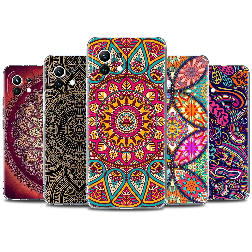 

Phone Case For Xiaomi Poco X3 NFC X2 M3 F3 GT F2 Pro 5G Clear Back Cover For X3 NFC Pocophone F1 Coque Mandala Flower Totem Capa